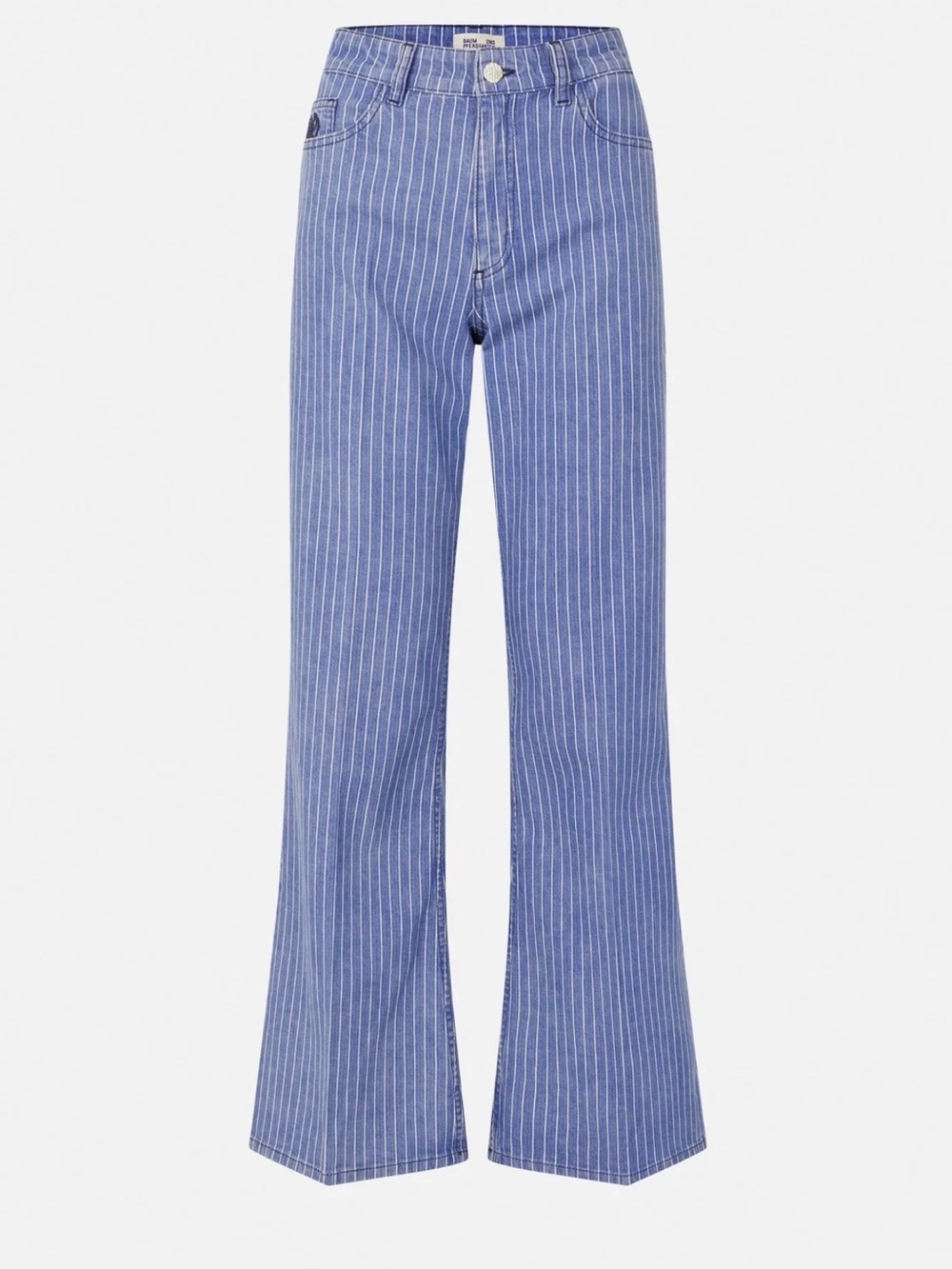 Baum und Pferdgarten Blue Pinstripe Peplum Top with Flared Jeans size 26 - Picture 3 of 5
